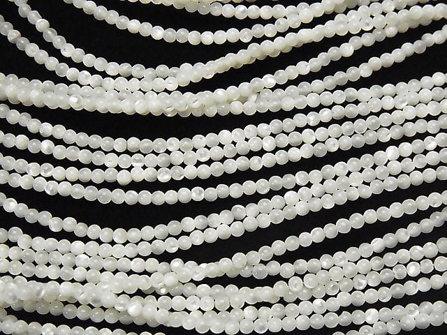 Mother of Pearl MOP White Round 2mm 1strand beads (aprx.15inch / 37cm)