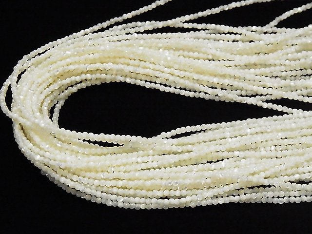 Mother of Pearl MOP White Round 2mm 1strand beads (aprx.15inch / 37cm)