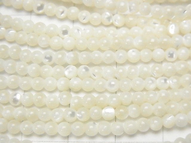 Mother of Pearl MOP White Round 3mm 1strand beads (aprx.15inch / 36cm)