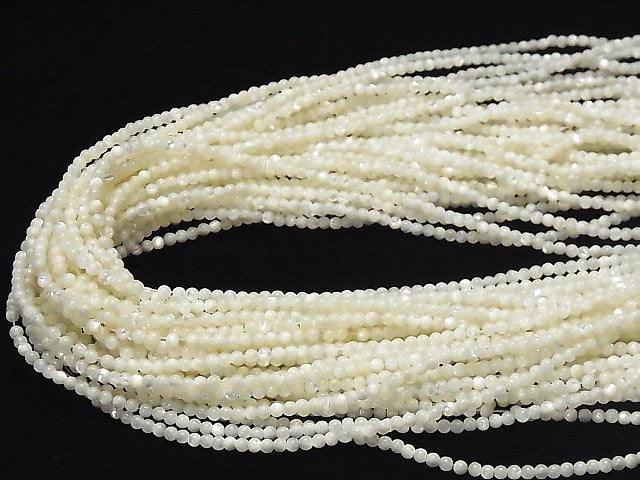 Mother of Pearl MOP White Round 3mm 1strand beads (aprx.15inch / 36cm)