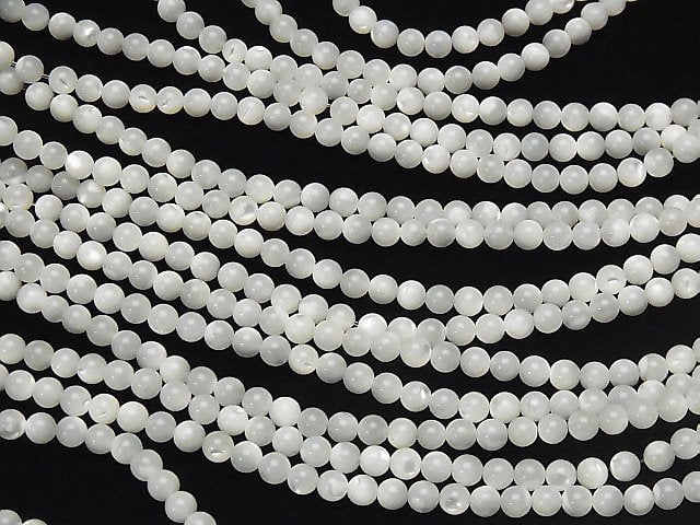 [Video] Mother of Pearl MOP White Round 4mm 1strand beads (aprx.15inch / 38cm)