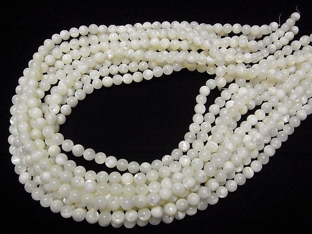 1strand $4.79! Mother of Pearl MOP White Round 6mm 1strand beads (aprx.15inch / 37cm)