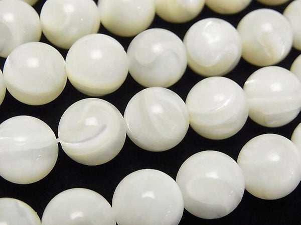 Mother of Pearl MOP White Round 10mm 1strand beads (aprx.15inch/37cm)