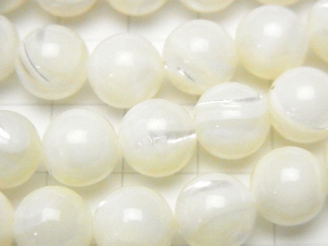 Mother of Pearl MOP White Round 10mm 1strand beads (aprx.15inch/37cm)
