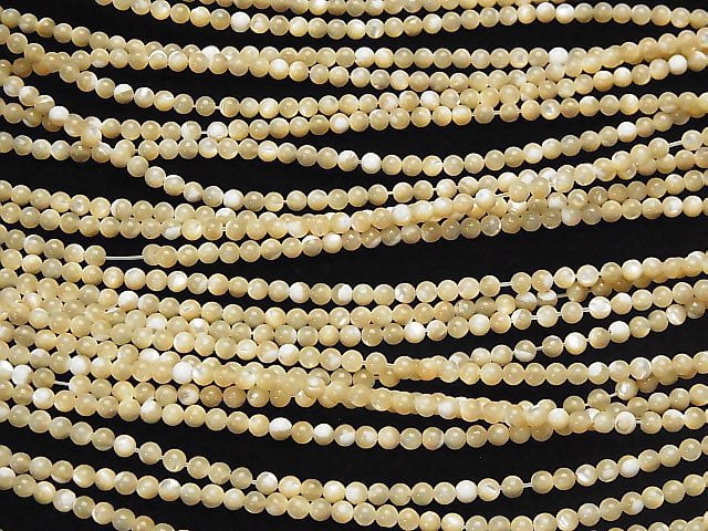 1strand $2.79! Mother of Pearl MOP Beige Round 3mm 1strand beads (aprx.15inch / 38cm)