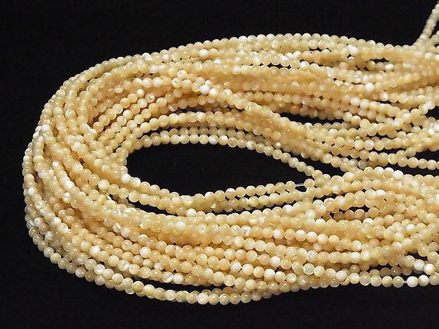 1strand $2.79! Mother of Pearl MOP Beige Round 3mm 1strand beads (aprx.15inch / 38cm)