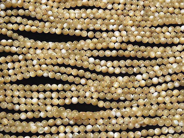 1strand $2.79! Mother of Pearl MOP Beige Round 4mm 1strand beads (aprx.15inch / 38cm)