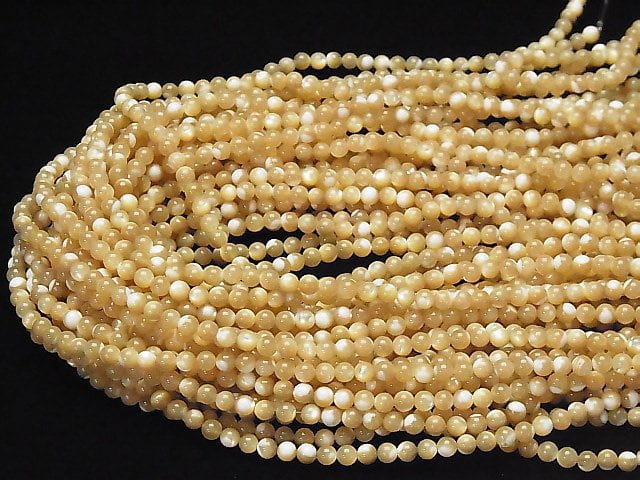 1strand $2.79! Mother of Pearl MOP Beige Round 4mm 1strand beads (aprx.15inch / 38cm)