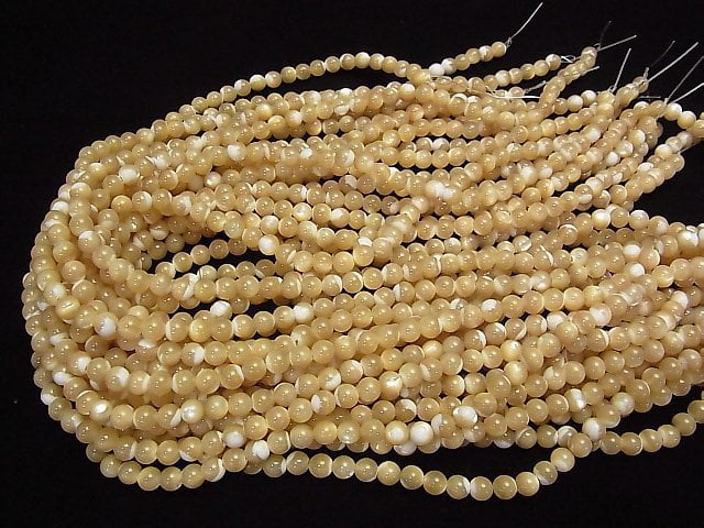 [Video]1strand $4.79! Mother of Pearl MOP Beige Round 6mm 1strand beads (aprx.15inch / 38cm)