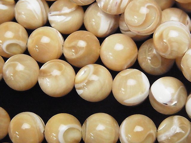 Mother of Pearl MOP Beige Round 10mm 1strand beads (aprx.15inch/37cm)