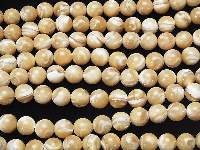 Mother of Pearl MOP Beige Round 10mm 1strand beads (aprx.15inch/37cm)