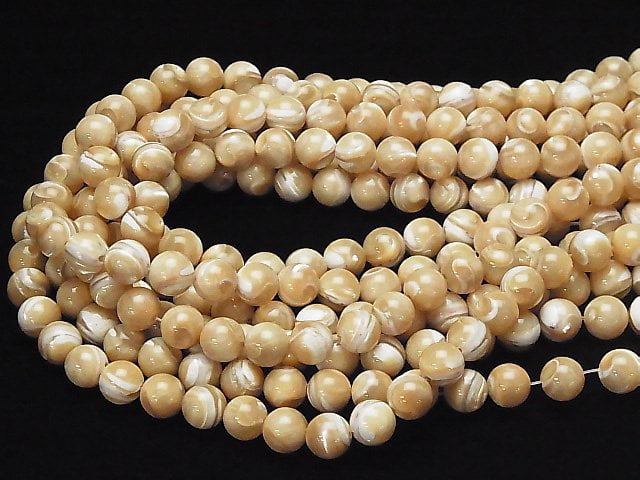 Mother of Pearl MOP Beige Round 10mm 1strand beads (aprx.15inch/37cm)