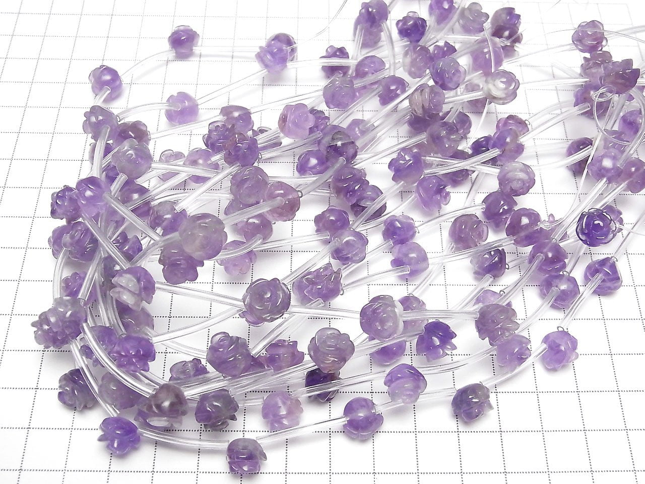 紫水晶 AA++ 玫瑰切割 10mm 半串或一串珠子 (約13英吋/31公分)