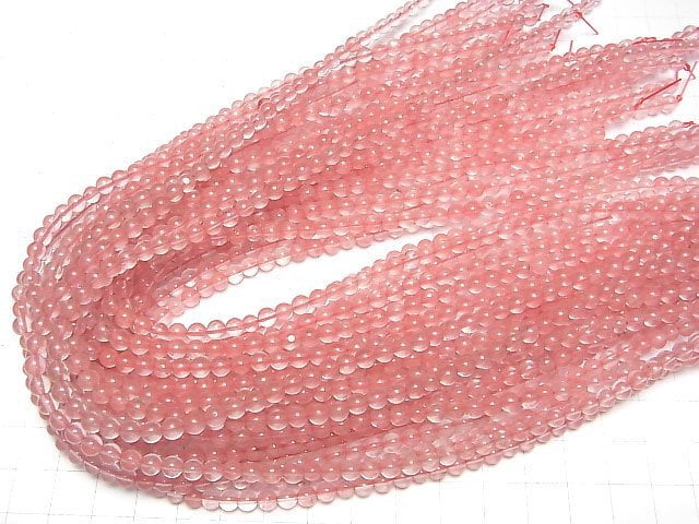 Cherry Quartz Glass  Round 4mm 1strand beads (aprx.15inch/37cm)