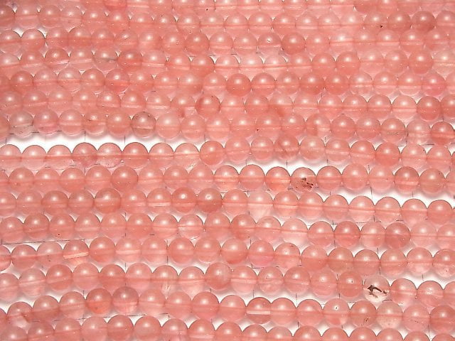 [Video] Cherry Quartz Glass  Round 6mm 1strand beads (aprx.14inch/35cm)