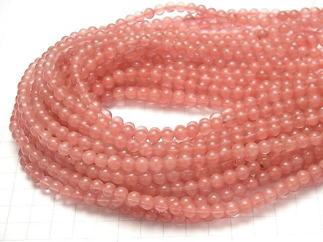 [Video] Cherry Quartz Glass  Round 6mm 1strand beads (aprx.14inch/35cm)