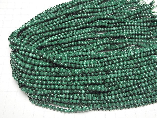 [Video] Malachite AAA Round 4mm half or 1strand beads (aprx.15inch/38cm)