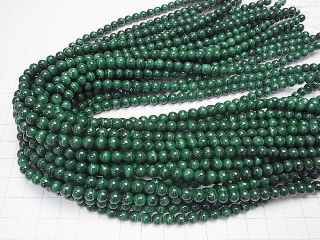 Malachite AAA Round 6mm half or 1strand beads (aprx.15inch/37cm)