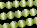 Light green color Cat's Eye 32Faceted Round 10mm 1strand beads (aprx.14inch/34cm)