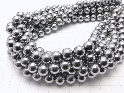 Magnetic! 1strand $5.79! Hematite Round 10mm Silver coating 1strand beads (aprx.15inch / 38cm)