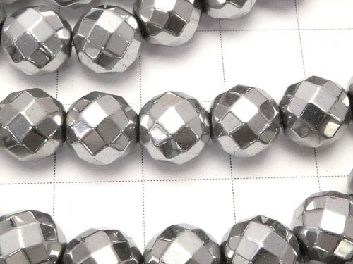 Magnetic! 1strand $8.79! Hematite 64 Faceted Round 8 mm silver coating 1 strand