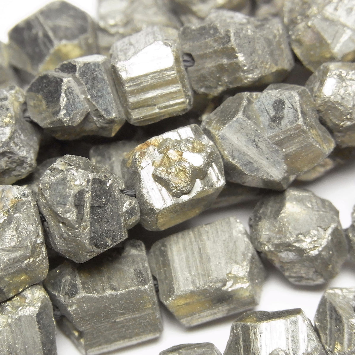 Pyrite Rough Faceted Nugget (half or 1strand beads) (approx. 15 inches/37 cm)