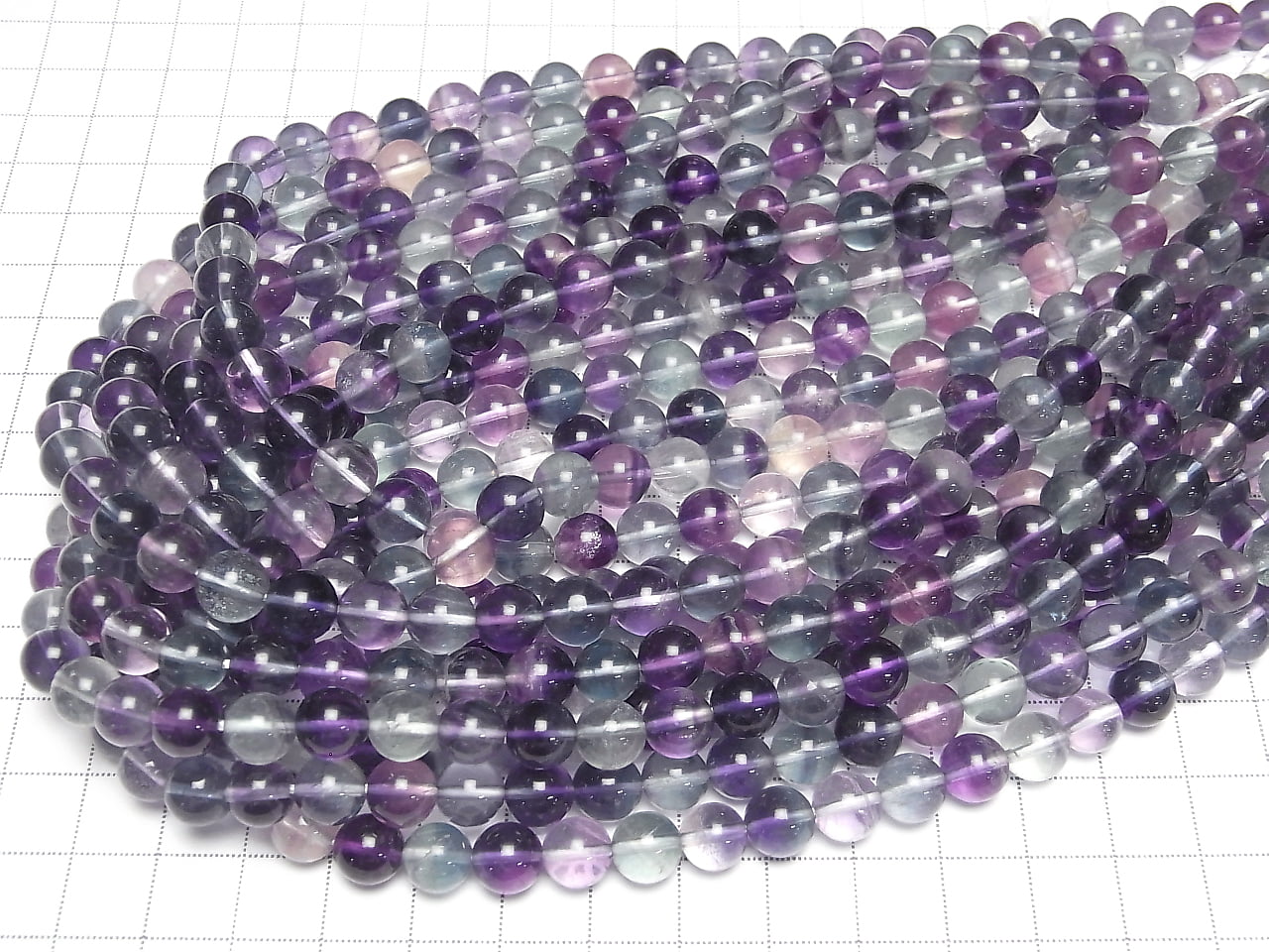 Mongolischer mehrfarbiger Fluorit AAA- Rund 8mm halb oder 1 Strang Perlen (ca. 15 Zoll/37 cm)