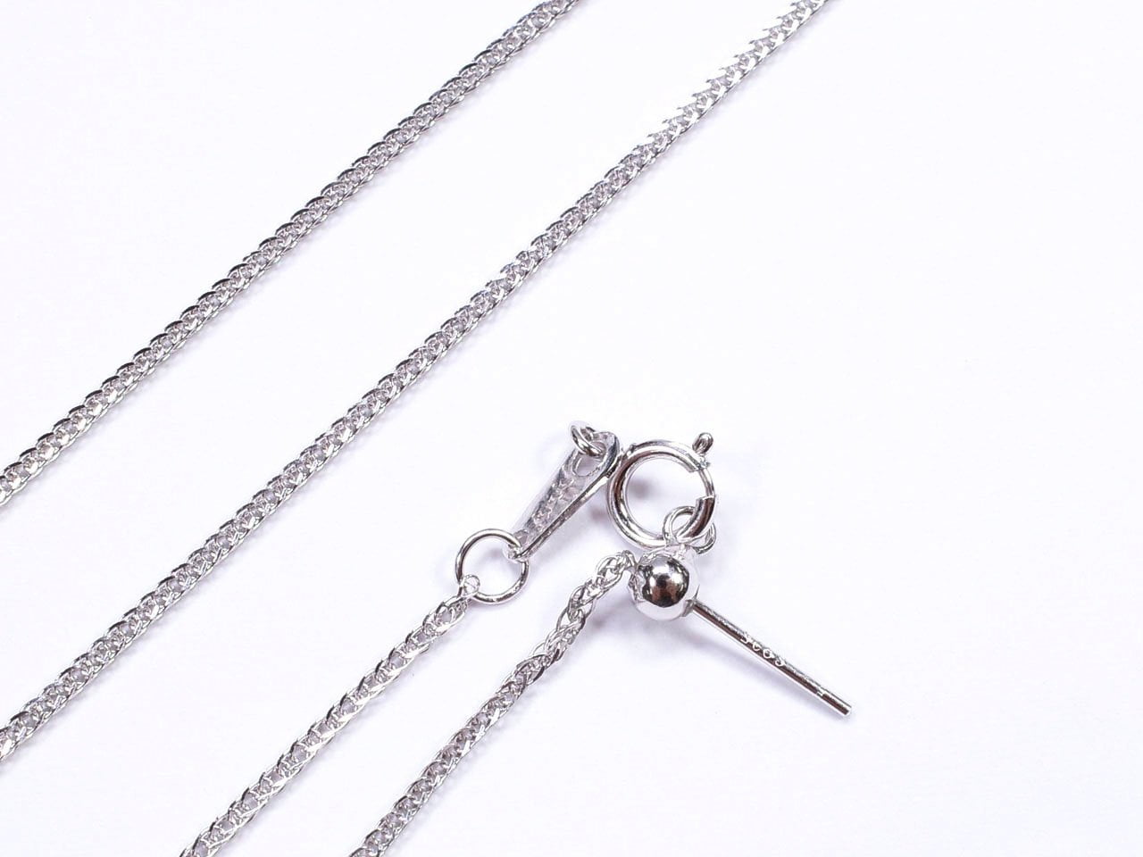 Silber 925 Weizenkette mit Schieberegler 0.8mm Rhodium beschichtet [45cm][60cm] Halskette 1 Stück