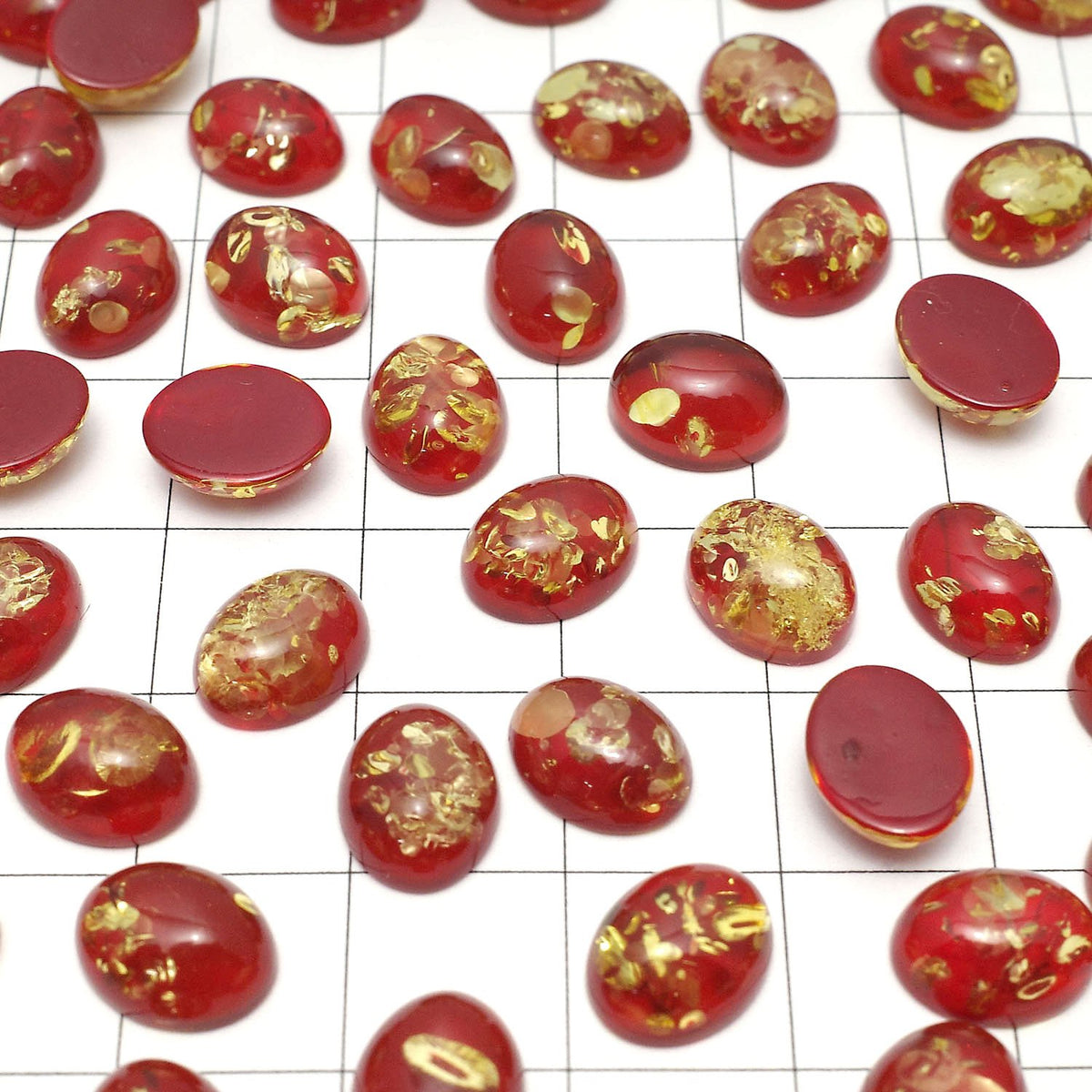 Cracked Red color Amber Oval Cabochon 10x8mm 2pcs