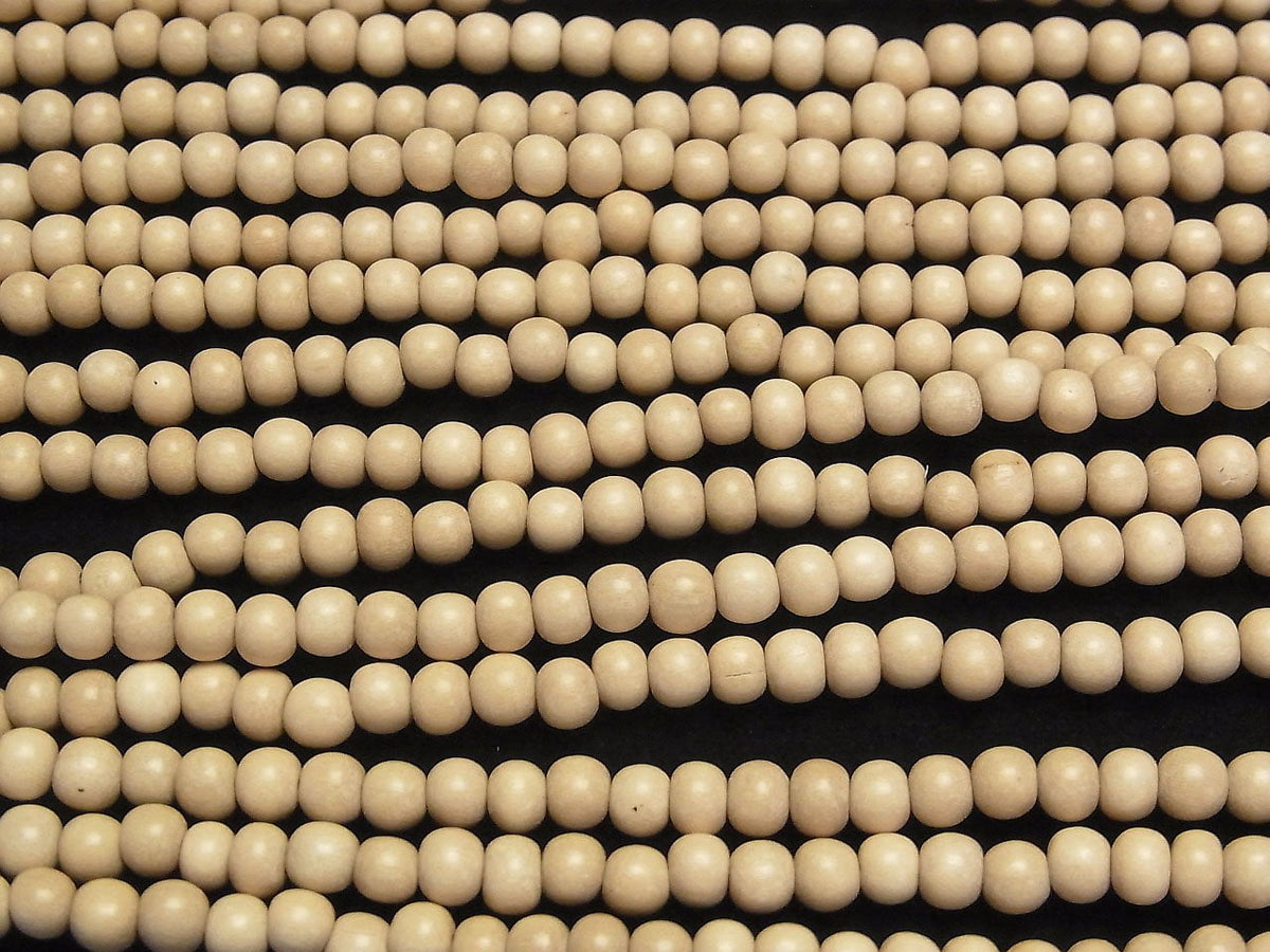 Whitewood Semi-Round 5mm 1strand beads (approx. 15 inches/38 cm)