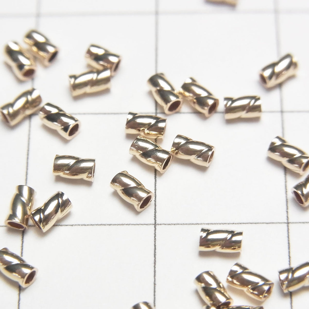 Tube 14 carats Gold Filled Torsadé 3x2mm 10pcs