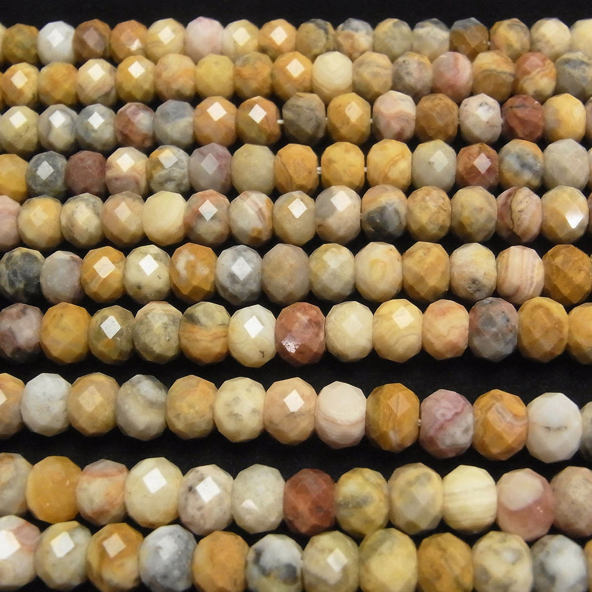 高品質！瘋狂瑪瑙刻面鈕扣圓珠 8x8x6毫米 一串珠子 (約 14 英寸/35 公分)
