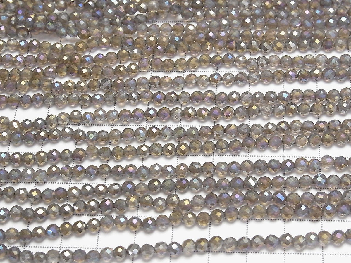 Hochwertig! Blitz, rauchiger Quarz facettiert Rund 4mm 1Strang Perlen (ca. 15Zoll/37cm)
