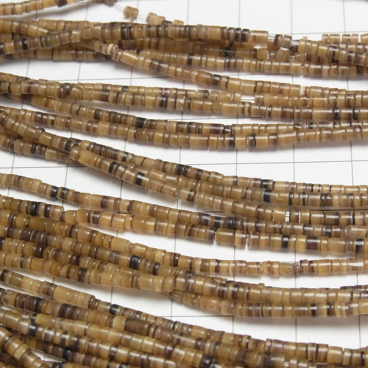 Pen Shell Rondelle (Heishi) 3x3x1.5mm Brown Half or 1strand beads (approx. 23 inches/58 cm)