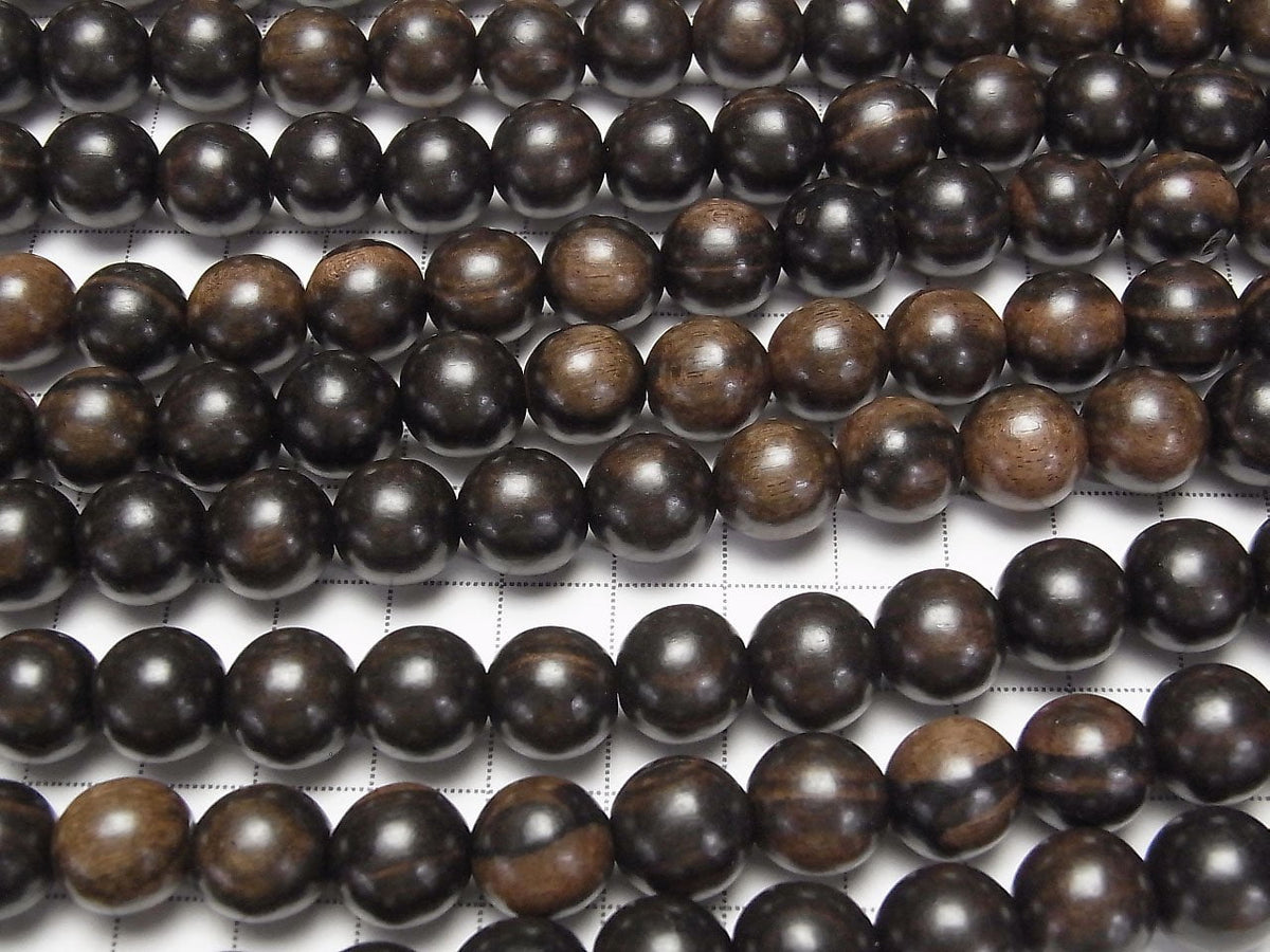 Ebony Wood Semi Round 12mm 1strand beads (aprx.15inch/38cm)