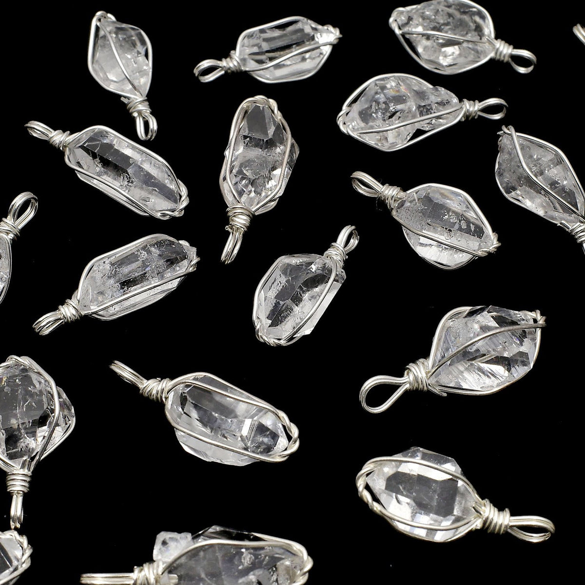 NYHerkimer Diamond AAA Rough Rock Nugget Pendant [L size] Wire frame Silver925 1pc