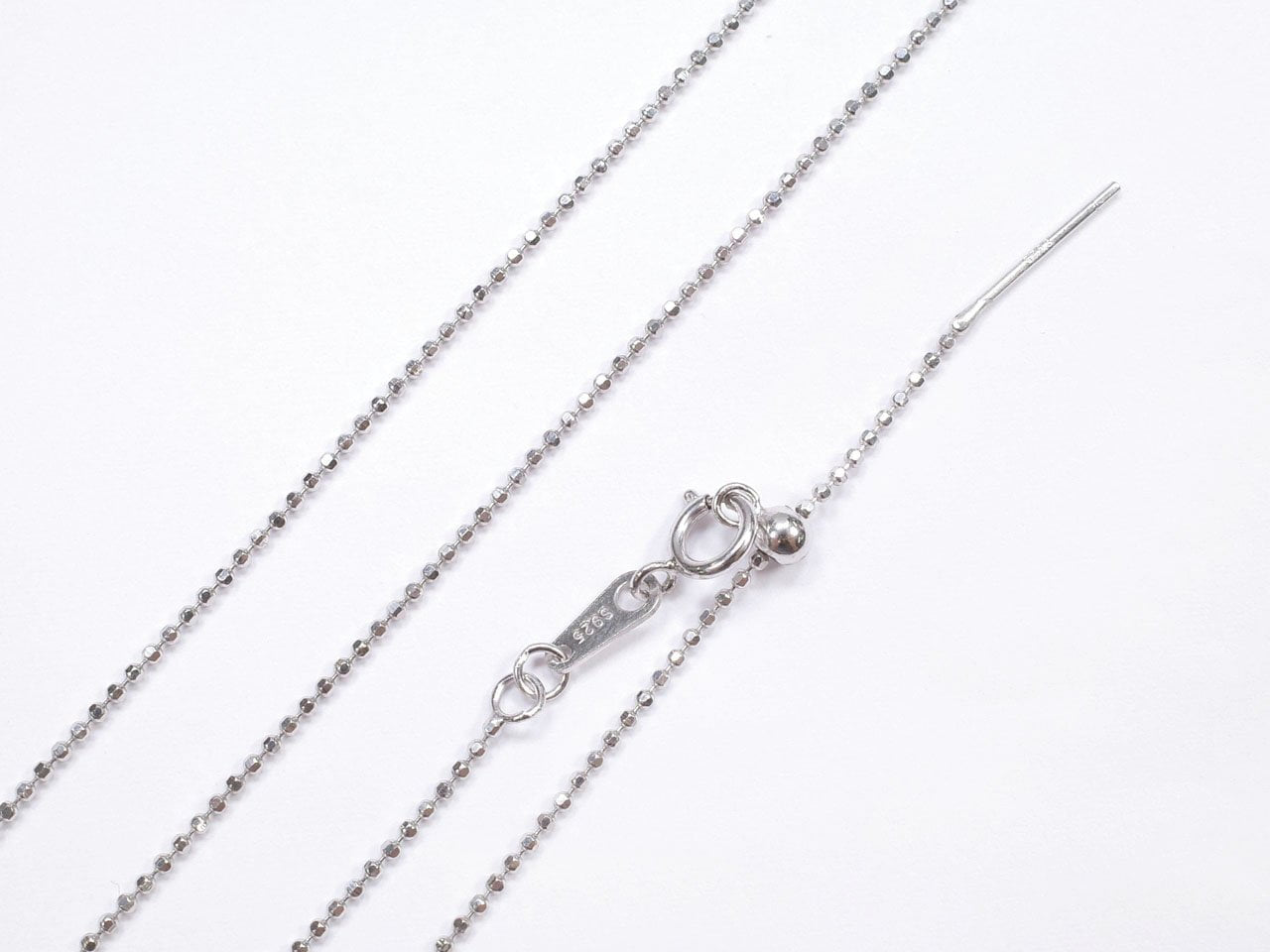 Silber 925 Cut Ball Kette mit Schieberegler 1mm Rhodium beschichtet [45cm] Halskette 1 Stück