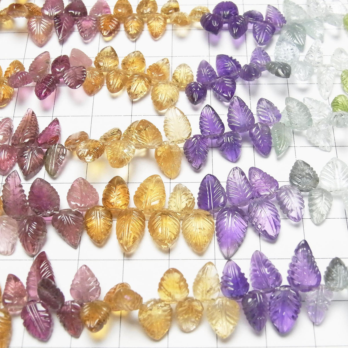 High Quality Mixed Stone AAA Pear shape (Leaf Carving) Faceted Briolette half or 1strand beads (aprx.7inch/18cm)