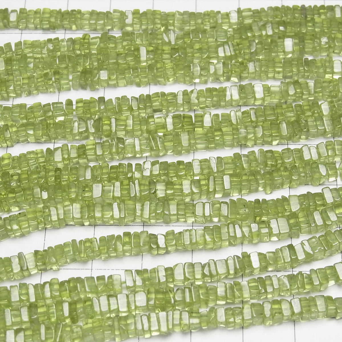 High Quality Peridot AA++ Square Rondelle (disc) half or 1strand beads (aprx.15inch/38cm)