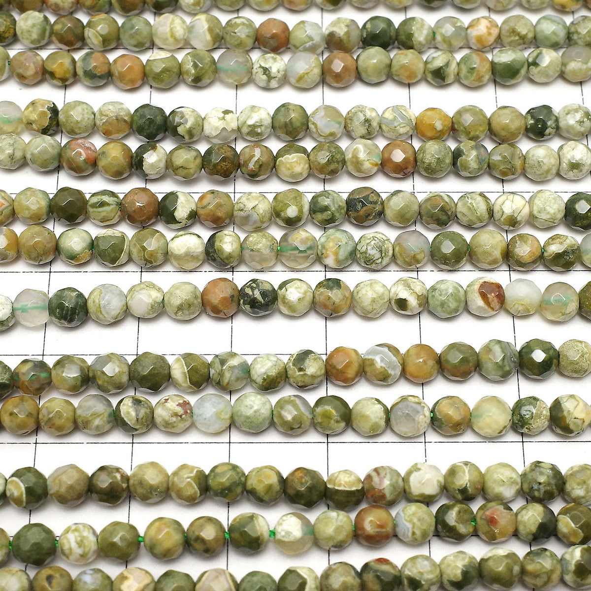 Rainforest Rhyolite 32Faceted Round 4mm 1strand beads (aprx.15inch/38cm)