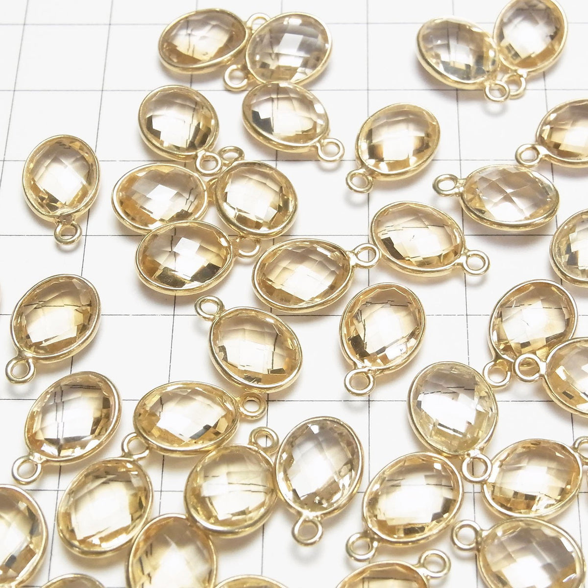 Citrine de haute qualité AAA sertie, ovale facettée 11x9 [un côté] 18KGP 3 pièces