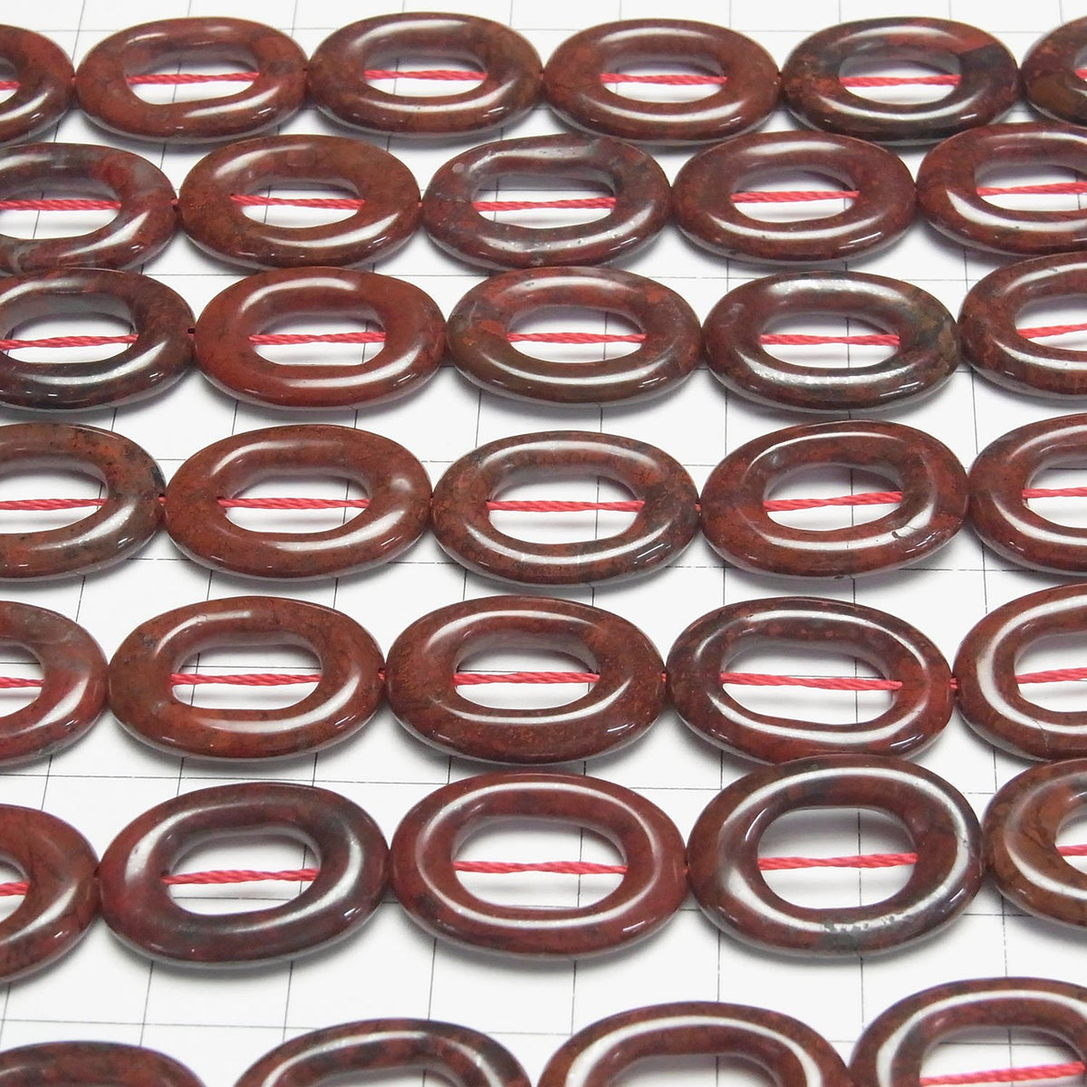 Poppy Jasper Oval (Donut) 22 x 15 x 4 mm half or 1strand beads (aprx.15 inch / 37 cm)
