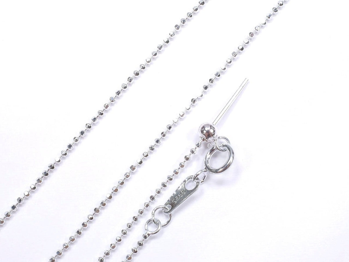 Silber 925 Cut Ball Kette mit Schieberegler 1mm ohne Beschichtung [45cm] Halskette 1 Stück