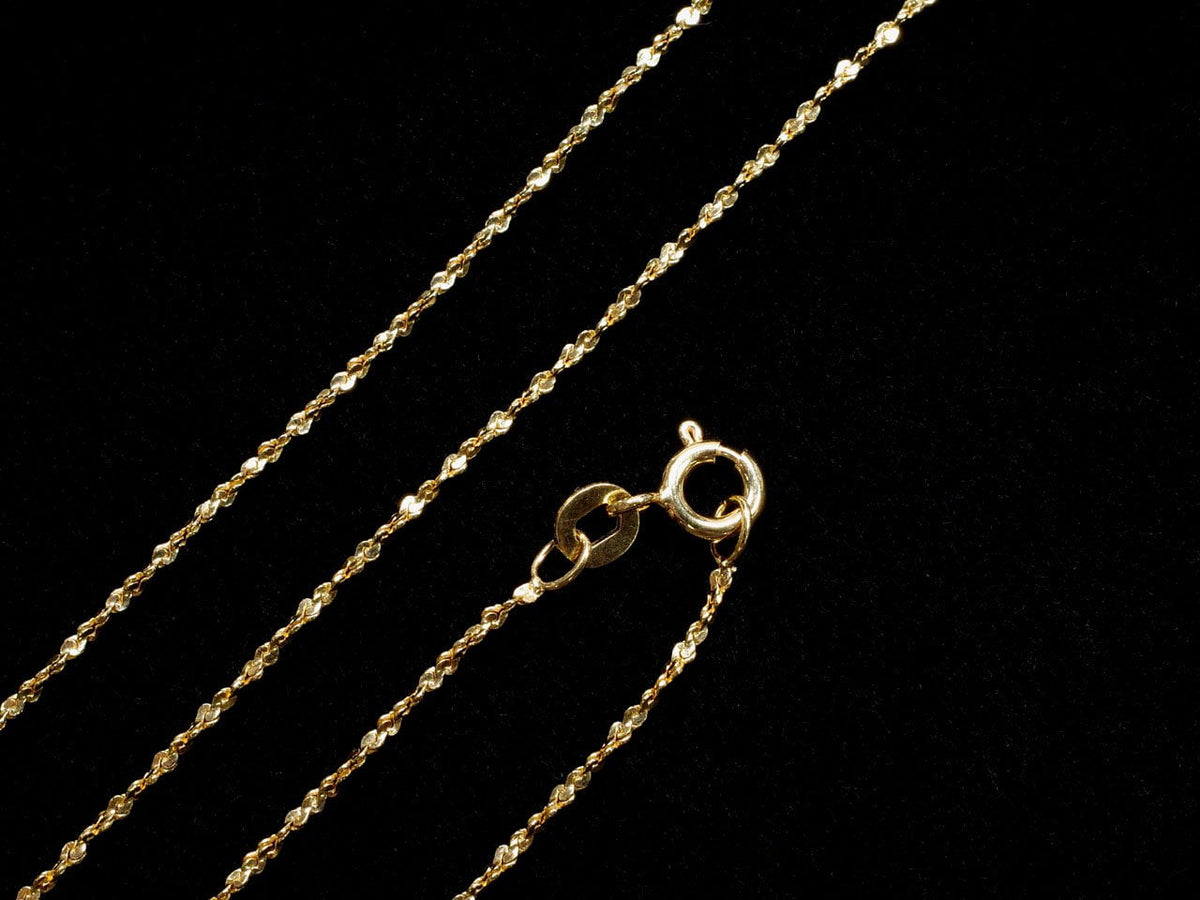 Chaîne Torsadée Argent 925 (en S) 1mm Plaqué Or 18K [40cm][45cm][50cm][60cm] Collier 1pc