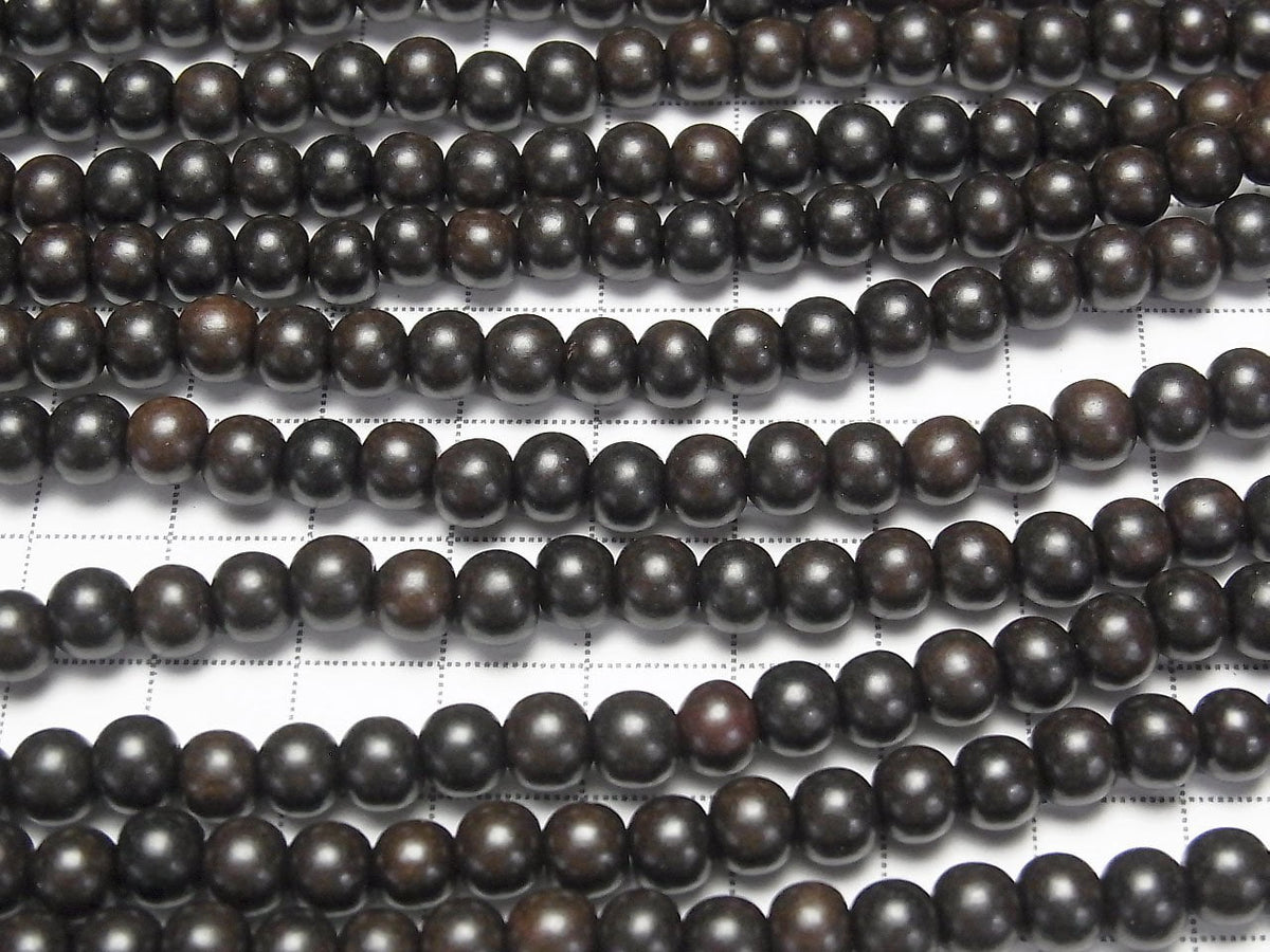 Ebony Wood Semi Round 6mm 1strand beads (aprx.15inch/38cm)