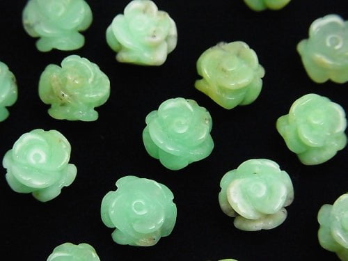 5pcs $19.99! Chrysoprase AA ++ Rose 10mm [Half Drilled Hole] 5pcs