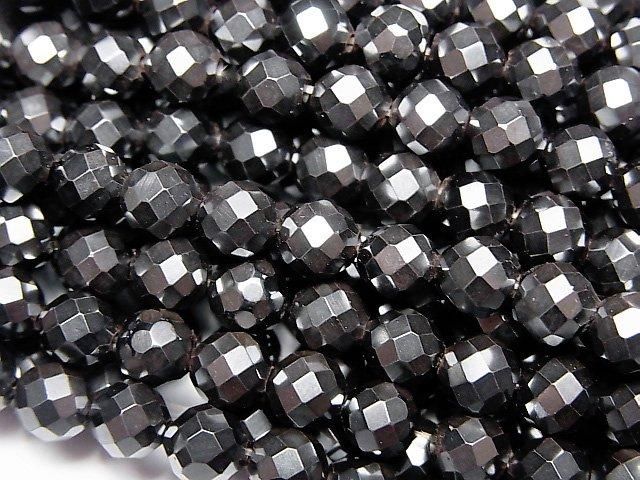 [Video]High Quality! Magnetic! Hematite 64Faceted Round 6mm 1strand beads (aprx.15inch/37cm)