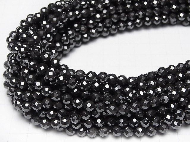 [Video]High Quality! Magnetic! Hematite 64Faceted Round 6mm 1strand beads (aprx.15inch/37cm)