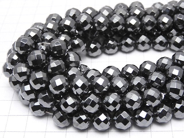 Magnetic! Hematite  64Faceted Round 10mm 1strand beads (aprx.15inch/38cm)
