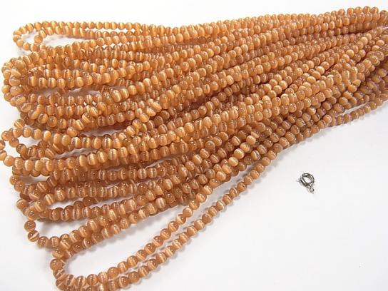 Dark Orange color Cat's Eye Round 4mm 1strand beads (aprx.14inch/34cm)